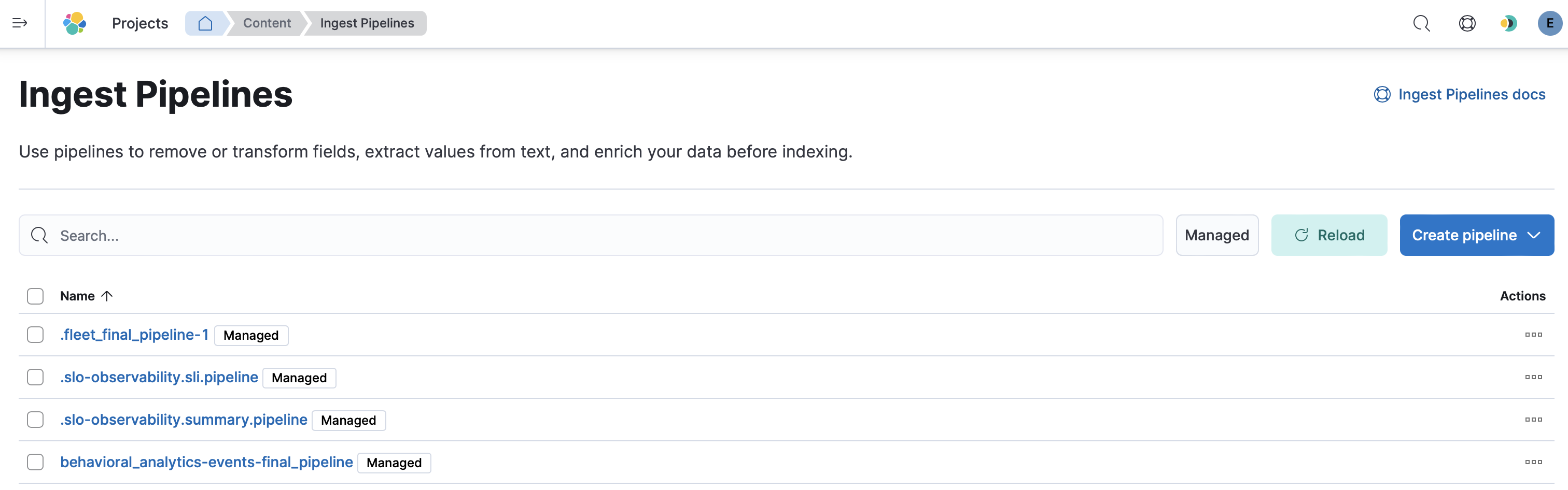 "Ingest Pipelines"