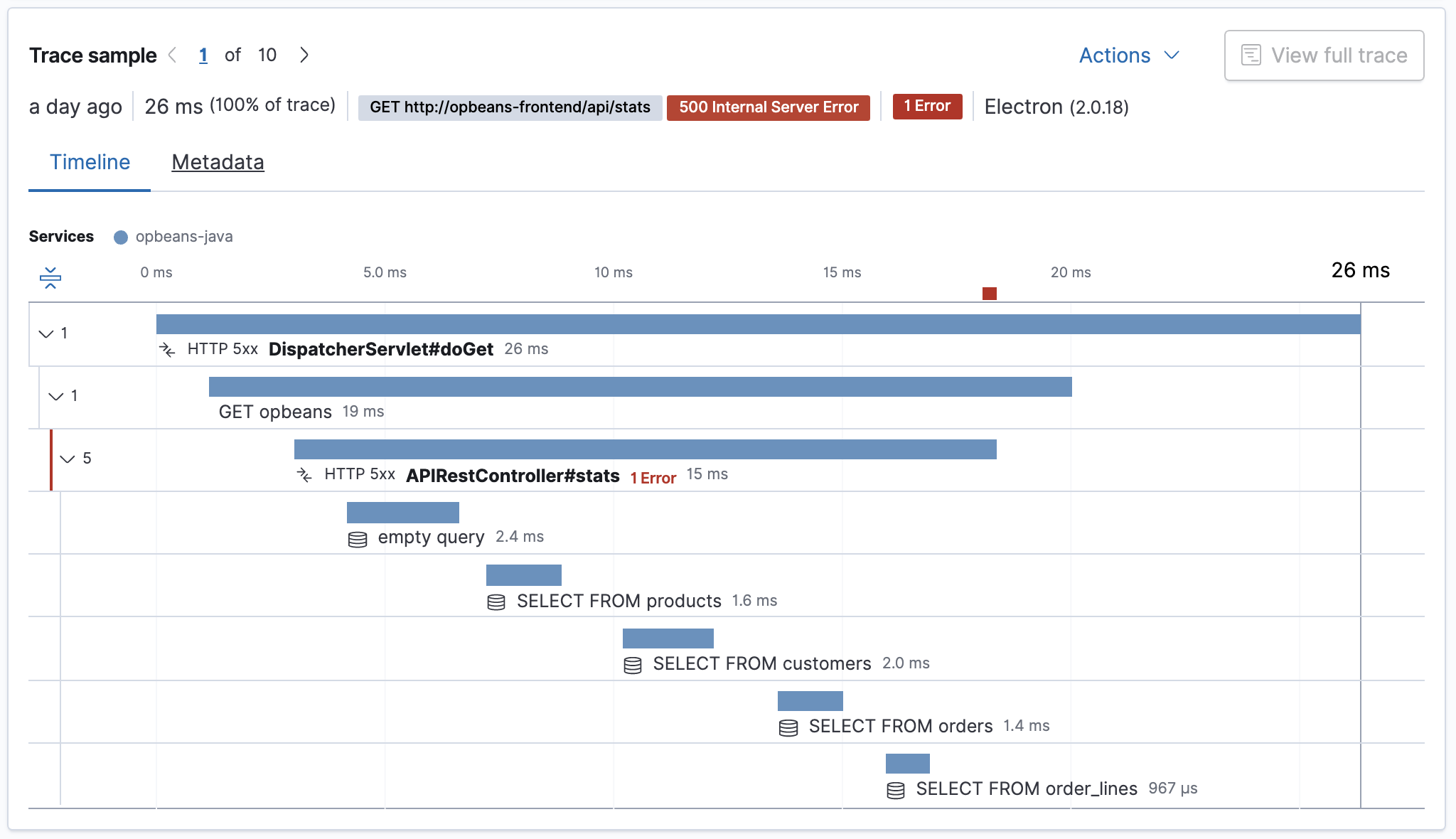 View specific transaction in the Applications UI